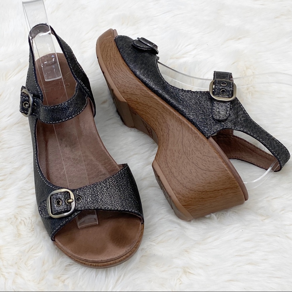 DANSKO Weathered Dark Nickel Strappy Clog Sandals - Picture 9 of 9